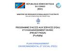 Plan d'Engagement Environnemental et Social (PEES) du Programme d’Accès aux Services d’Eau et d’Assainissement en RDC (Projet PASEA)