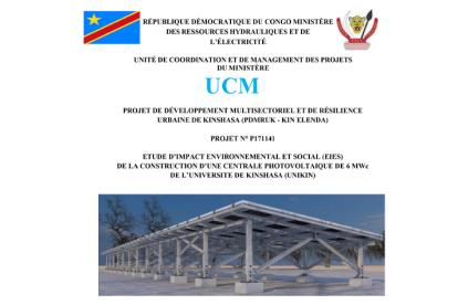Infos congo - Actualités Congo - -Etude d’Impact Environnemental et Social (EIES) de la construction d’une centrale photovoltaïque de 6 MWc de l’Université de...